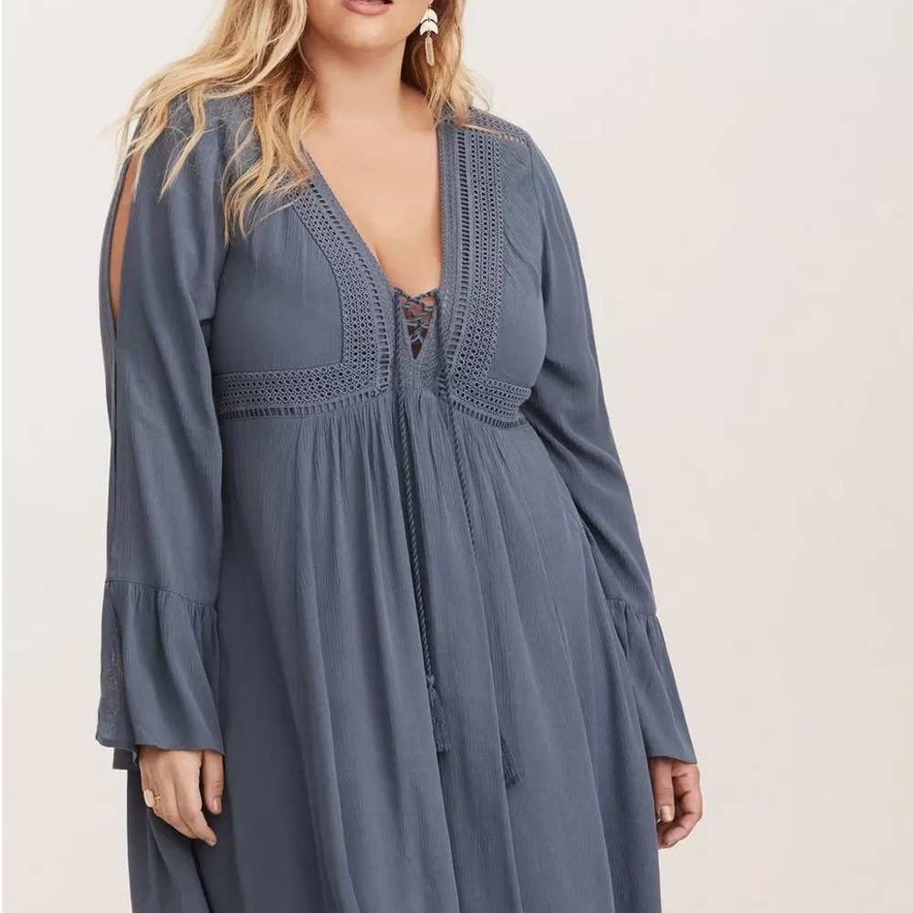 Torrid gauze mini lace up dress Size